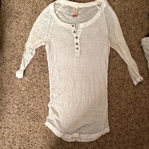 White Henley 3/4 Sleeve Top